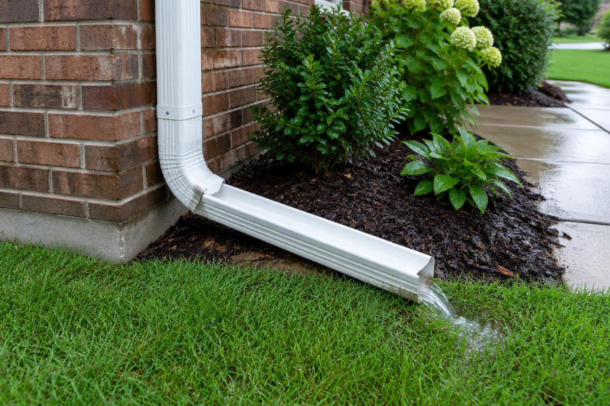 Downspout extension carrying water away from a home's foundation